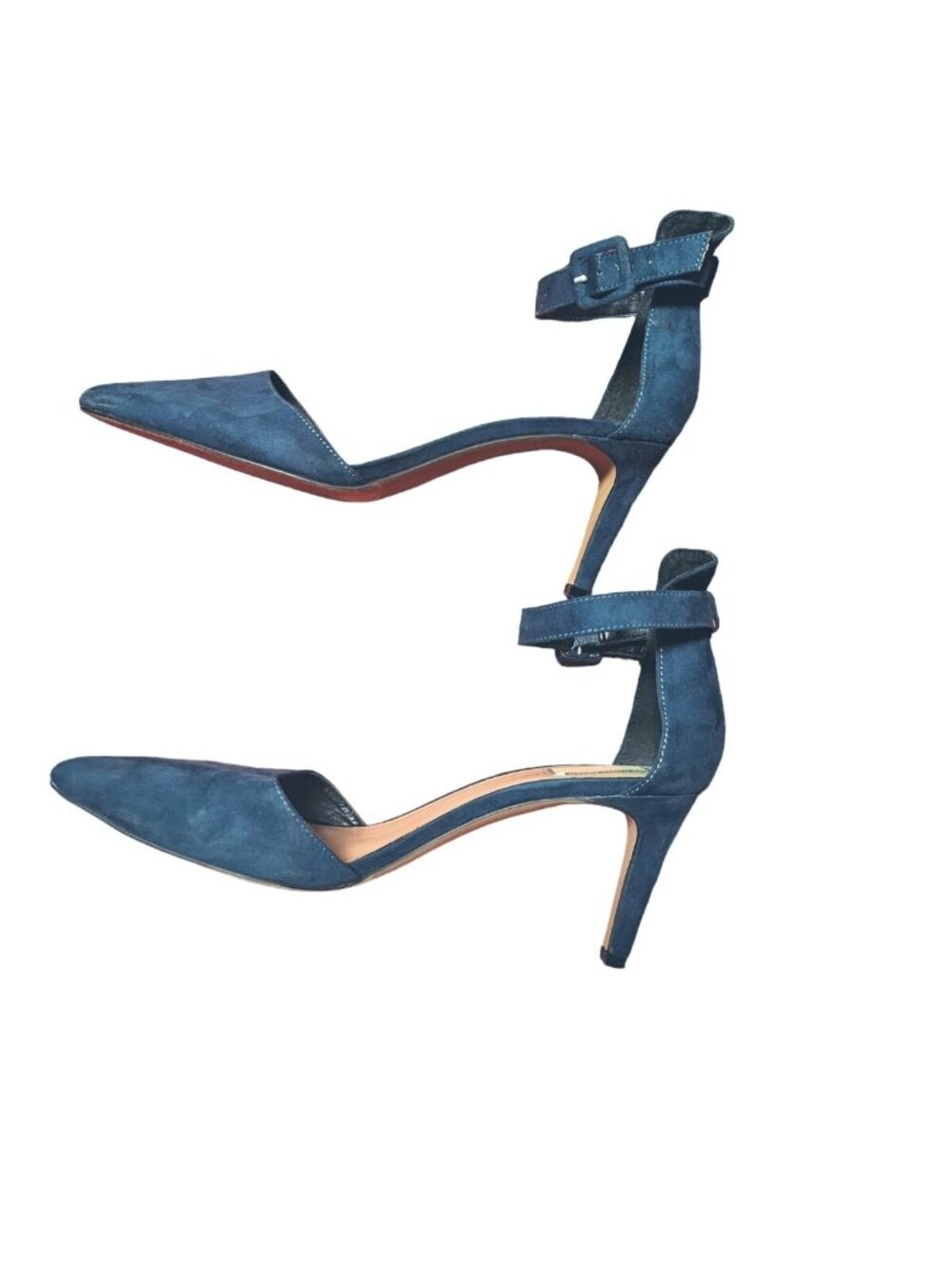 Kelly & Katie Blue Faux Suede Pointed-Toe Stiletto Size 10 Ankle Strap Heels - Picture 4 of 5